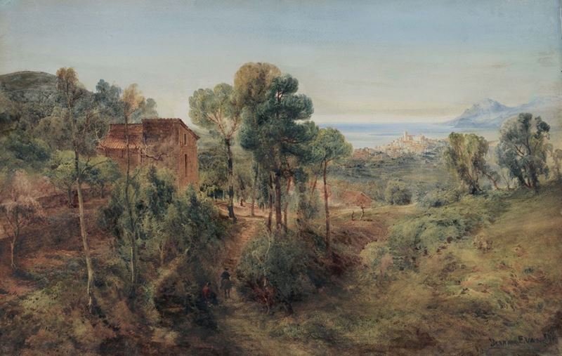 Bernard Walter Evans (Wolverhampton 1843 - Londra 1922) Scorcio di Cannes  - Auction 19th and 20th century paintings - Cambi Casa d'Aste