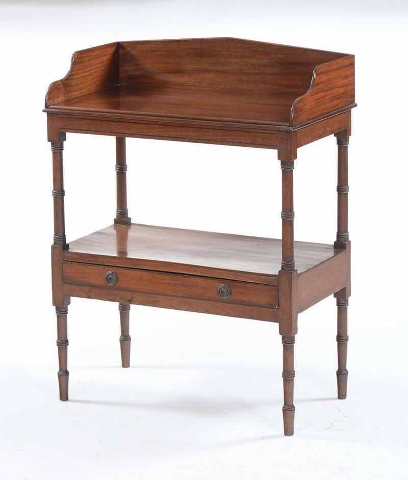 Etagere in noce a due ripiani, XIX-XX secolo  - Auction Furnishings from the mansions of the Ercole Marelli heirs and other property - Cambi Casa d'Aste