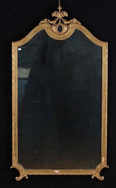 Specchiera in Legno Intagliato e Dorato, XIX Secolo