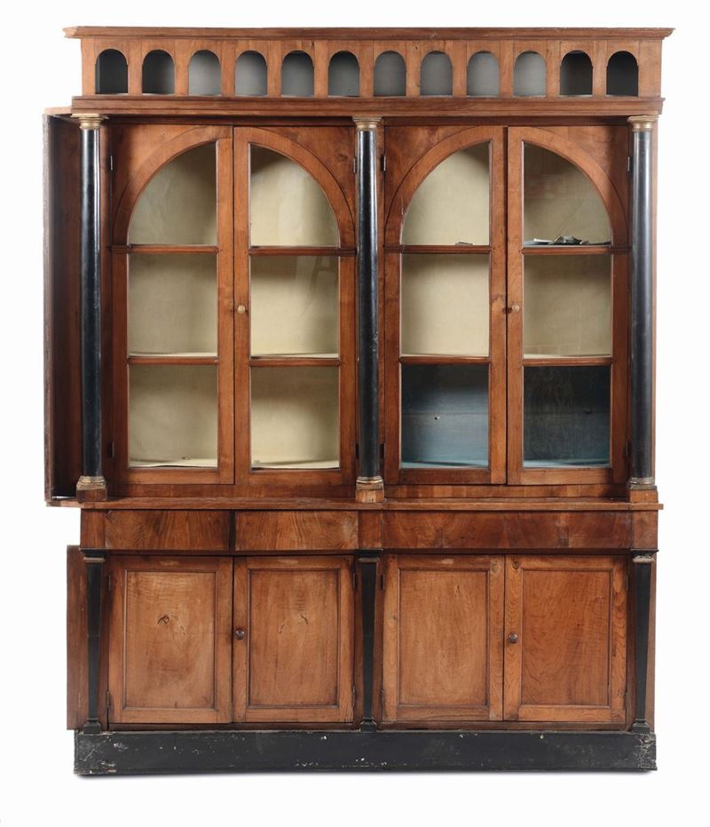 Libreria a due corpi, XIX secolo  - Asta Arredi dalle dimore degli eredi Ercole Marelli e altre provenienze - Cambi Casa d'Aste
