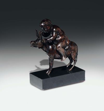 Scultura in Bronzo Fuso e Cesellato Raffigurante “bacco su un Asino”. Gaspero Bruschi, Firenze, S...