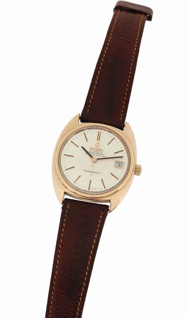 OMEGA,Constellation, Automatic Chronometer Officially Certified, movement No.25722321, Ref.  CE 168017,  self-winding, water resistant, stainless steel and pink gold laminated wristwatch with date.Made in 1967.