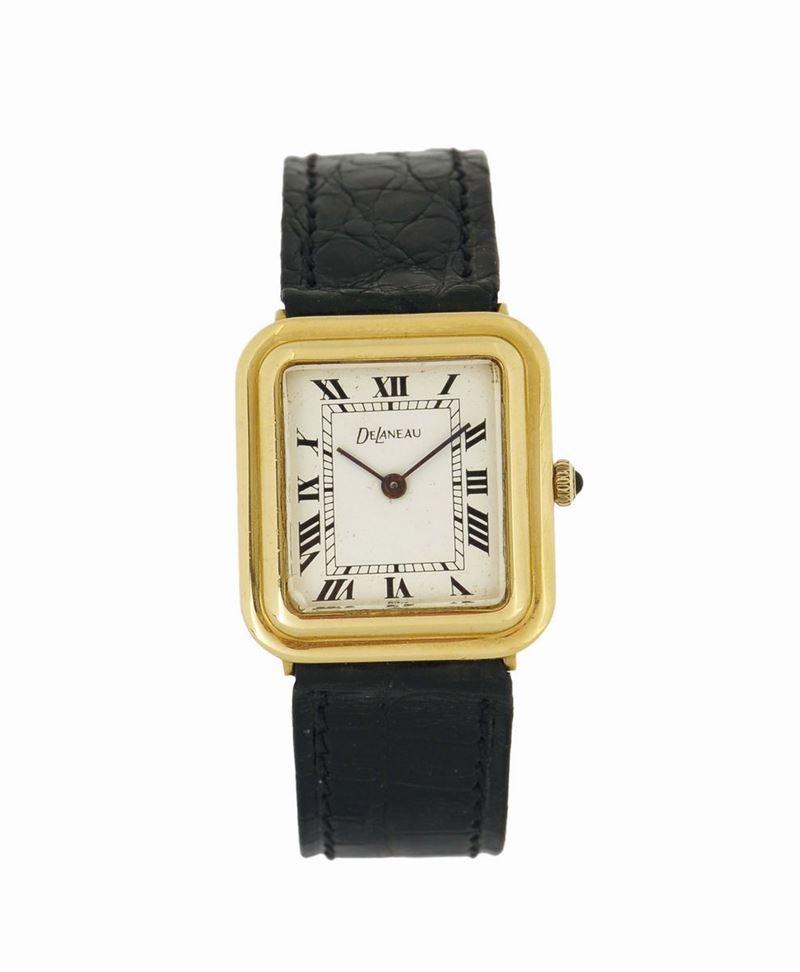 DE LANEAU, 18K yellow gold wristwatch with an 18K yellow gold deployant clasp. Made in the 1970's  - Auction Watches and Pocket Watches - Cambi Casa d'Aste