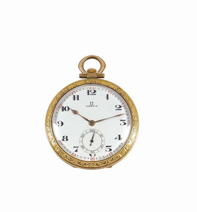 Omega,movimento No. 6854212,cassa No. 7631586, Orologio da Tasca, Placcato Oro. Realizzato nel 19...