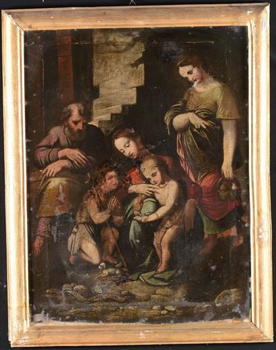 Scuola del XVIII Secolosacra Famiglia con San Giovannino e S.anna