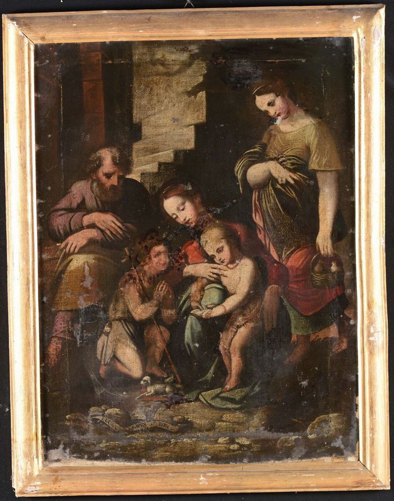 Scuola del XVIII secolo Sacra Famiglia con San Giovannino e S.Anna  - Auction Furnishings from the mansions of the Ercole Marelli heirs and other property - Cambi Casa d'Aste