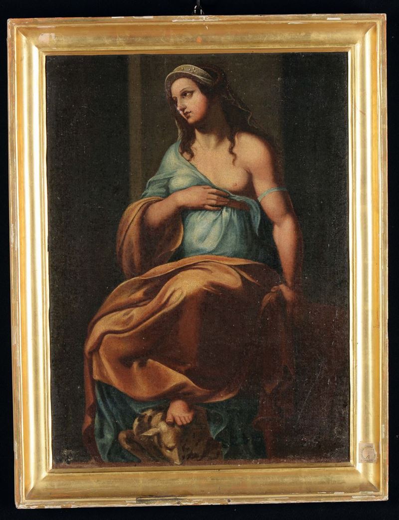 Scuola del XVIII secolo Figura femminile  - Auction Furnishings from the mansions of the Ercole Marelli heirs and other property - Cambi Casa d'Aste