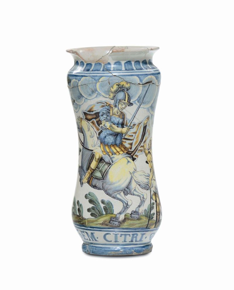 Vaso in maiolica policroma datato 1698  - Asta Arredi dalle dimore degli eredi Ercole Marelli e altre provenienze - Cambi Casa d'Aste