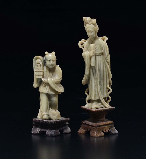 Due figure orientali in pietra dura