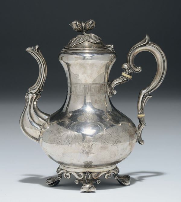 Teiera in argento, Francia, Argentiere Alphonse Debain, XIX secolo