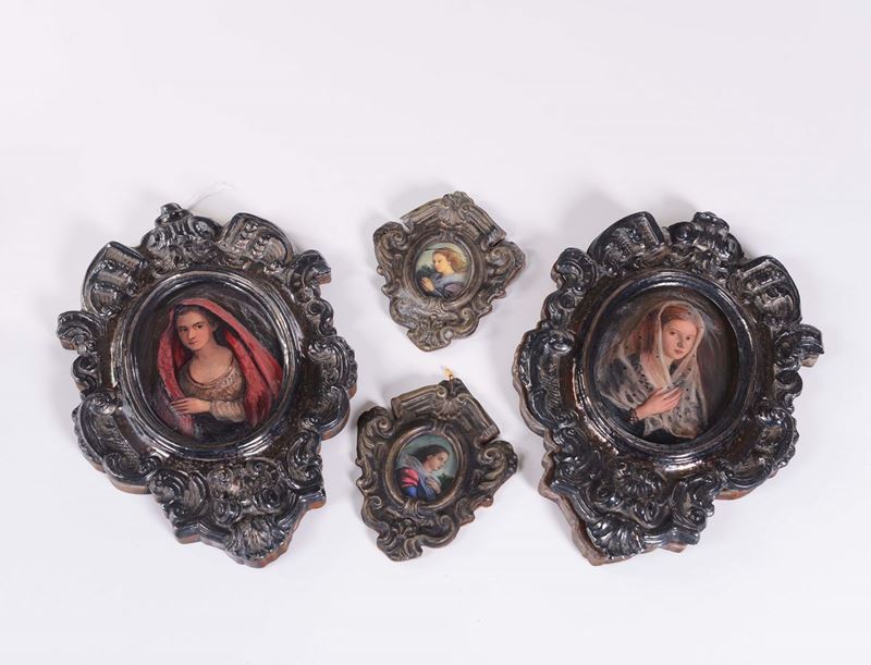 Lotto di due coppie piccoli dipinti, XVIII-XIX secolo  - Auction Asta a Tempo Antiquariato - Cambi Casa d'Aste