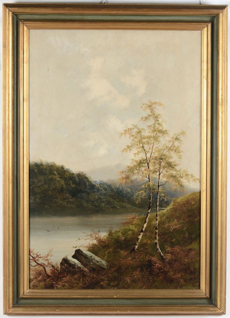 Samuel John Barnes (1847-1901) Paesaggio  - Asta Arredi dalle dimore degli eredi Ercole Marelli e altre provenienze - Cambi Casa d'Aste