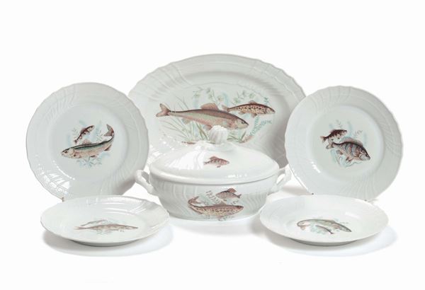 Servizio di piatti Richard Ginori con decori di pesci