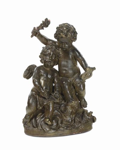 Gruppo in Terracotta Raffigurante Putti, XIX Secolo