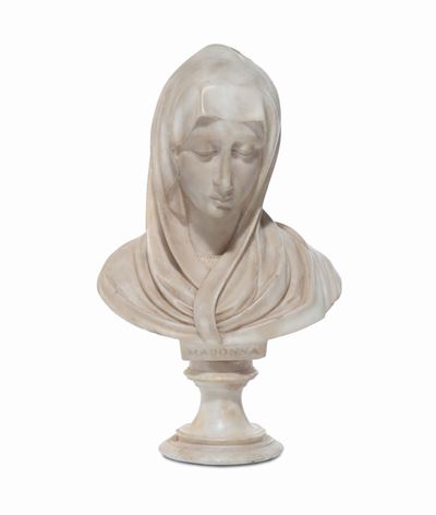 Bustino in Marmo Raffigurante Madonna, XX Secolo