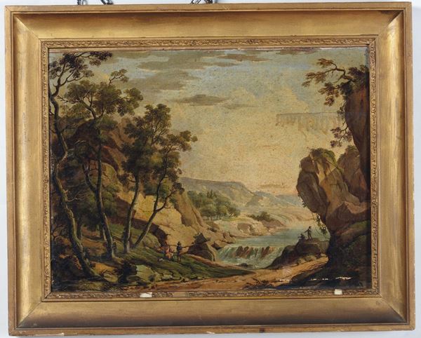 Pittore del XIX secolo Paesaggi con figure