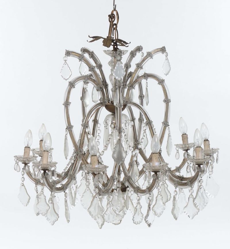 Lampadario Maria Teresa a dieci luci  - Asta Arredi dalle dimore degli eredi Ercole Marelli e altre provenienze - Cambi Casa d'Aste