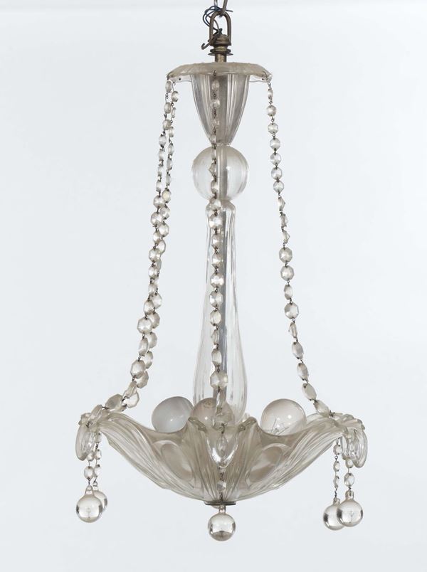 Lampadario in vetro, XX secolo