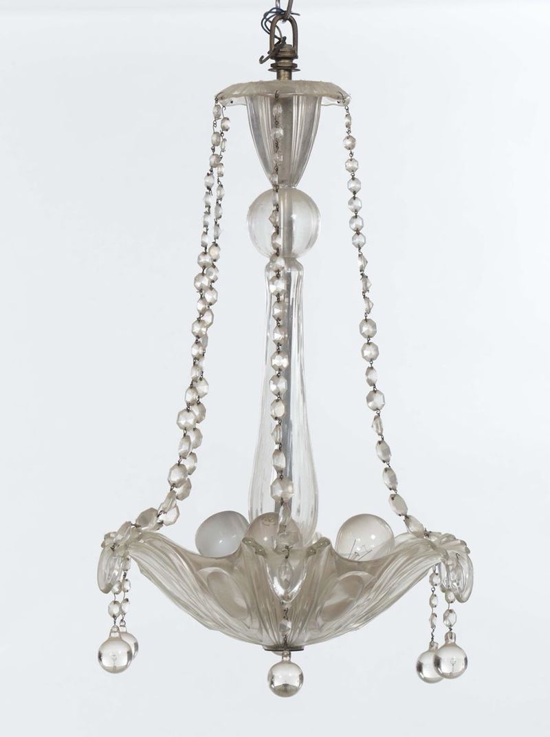Lampadario in vetro, XX secolo  - Asta Arredi dalle dimore degli eredi Ercole Marelli e altre provenienze - Cambi Casa d'Aste