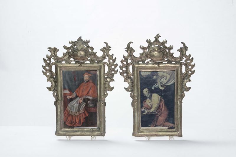 Coppia di cornicette in ottone, XVIII secolo  - Asta Arredi dalle dimore degli eredi Ercole Marelli e altre provenienze - Cambi Casa d'Aste