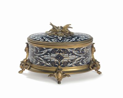 Scatolina Smaltata con Montatura in Bronzo Dorato, XIX Secolo