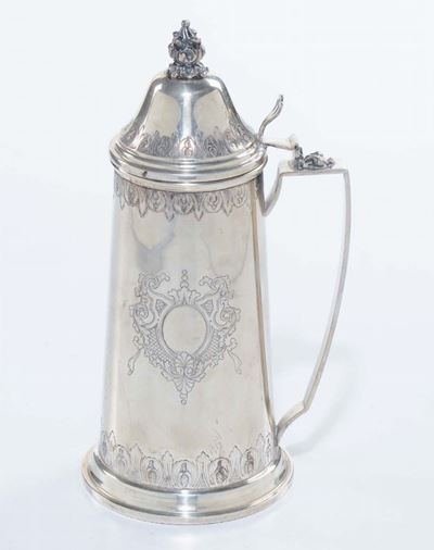 Tankard in Argento Fuso e Cesellato, Inghilterra XIX Secolo
