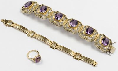Lotto Composto da Anello e Bracciale con Ametista ed un Bracciale a Segmenti