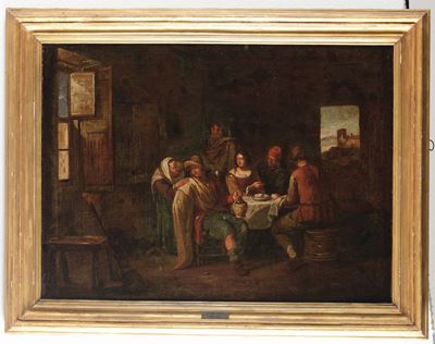 Jan Miel (beveren-waas 1599 - Torino 1663), Attribuito Ascena di Osteria