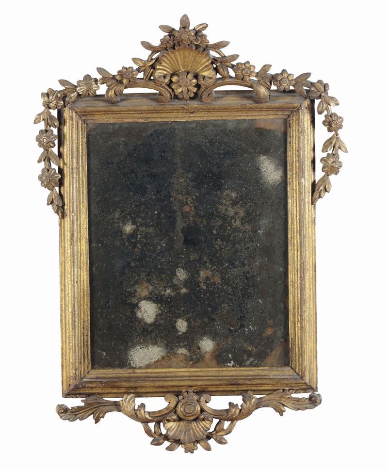 Specchiera in legno intagliato e dorato, XVIII secolo  - Asta Arredi dalle dimore degli eredi Ercole Marelli e altre provenienze - Cambi Casa d'Aste