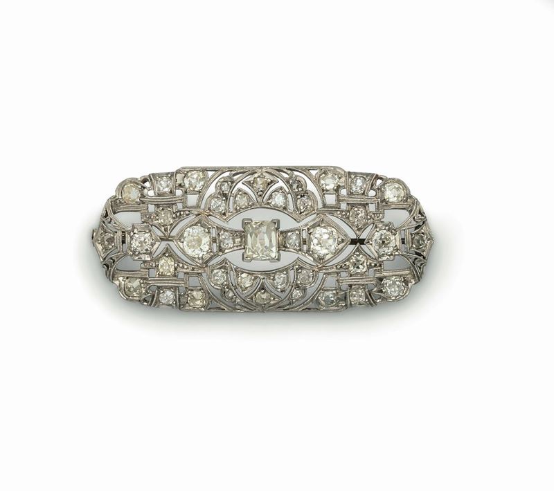 Old-cut diamond brooch mounted in platinum  - Auction Fine Jewels - Cambi Casa d'Aste