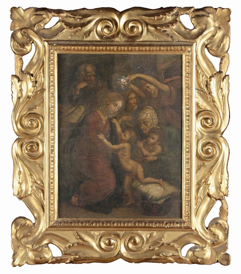 Scuola romana del XVII secolo Scena religiosa  - Auction Furnishings from the mansions of the Ercole Marelli heirs and other property - Cambi Casa d'Aste
