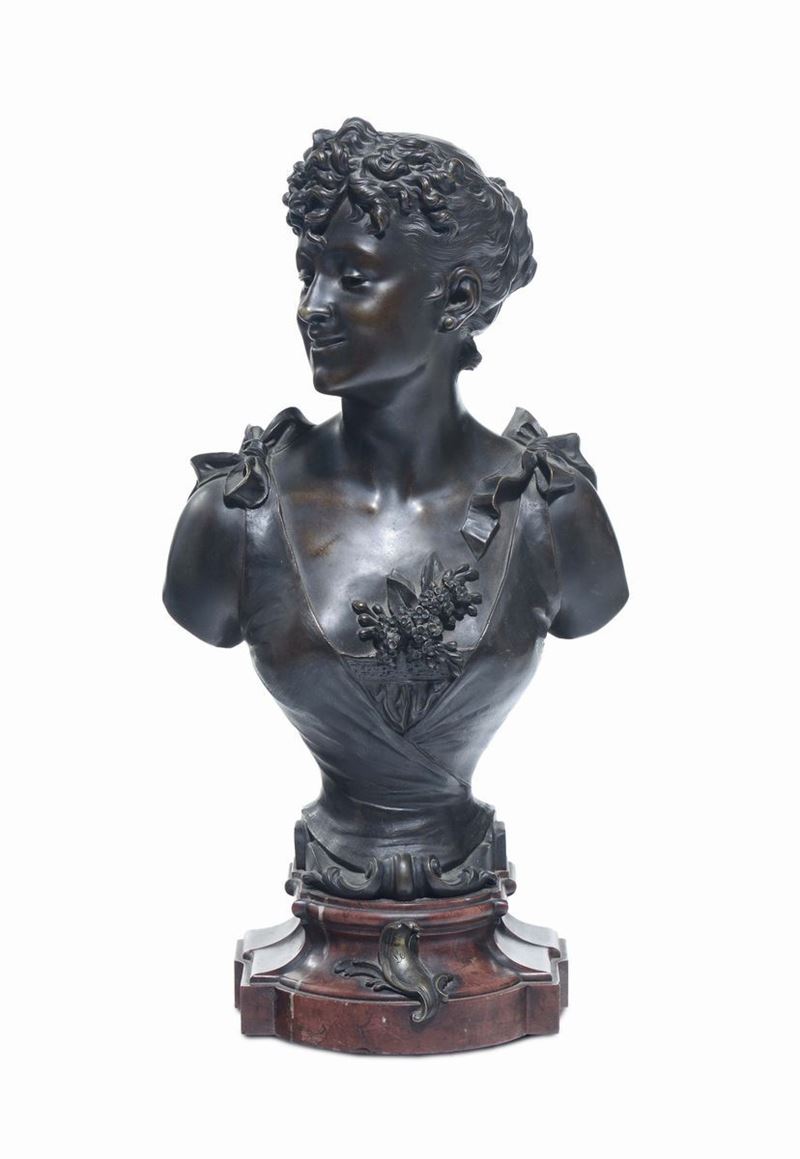 Eutrope Bouret (1836-1900) Busto di donna  - Asta Arredi dalle dimore degli eredi Ercole Marelli e altre provenienze - Cambi Casa d'Aste