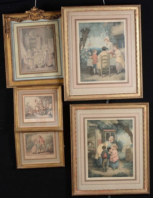 Lotto di cinque stampe differenti