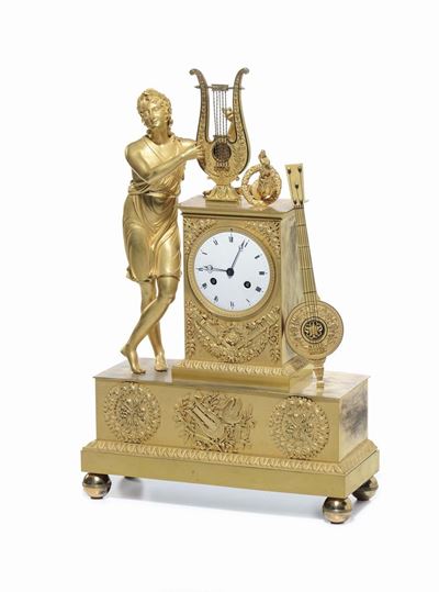 Pendola da Tavolo in Bronzo Dorato, Francia XIX Secolo