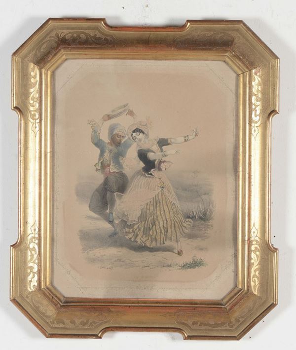 Coppia di stampe a colori incorniciate