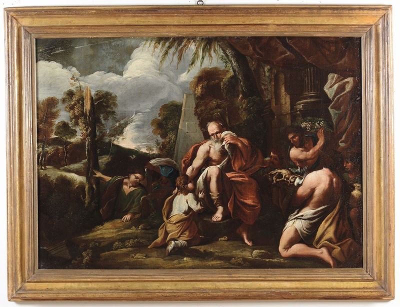 Scuola Napoletana del XVII secolo La Benedizione di Giacobbe  - Auction Old Masters Paintings - Cambi Casa d'Aste