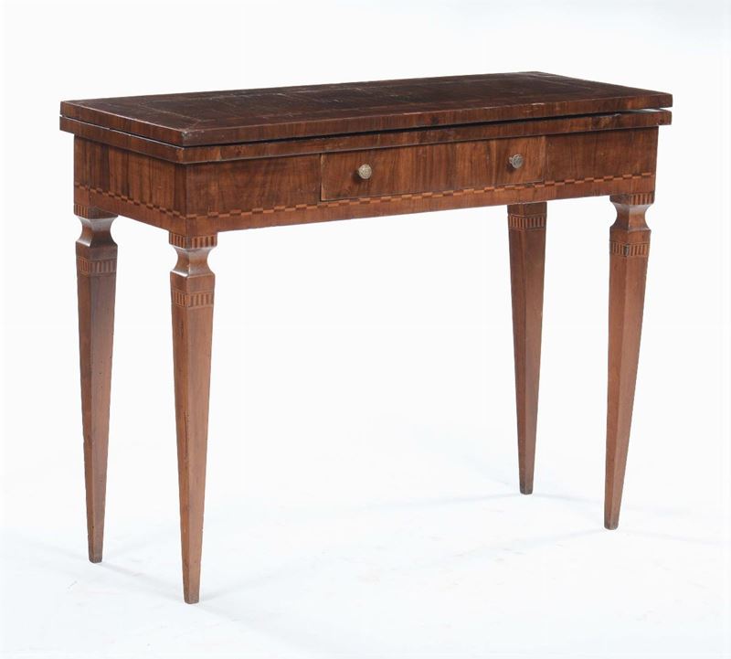 Tavolo da gioco a libro interamente lastronato, XVIII-XIX secolo  - Auction Asta a Tempo Antiquariato - Cambi Casa d'Aste