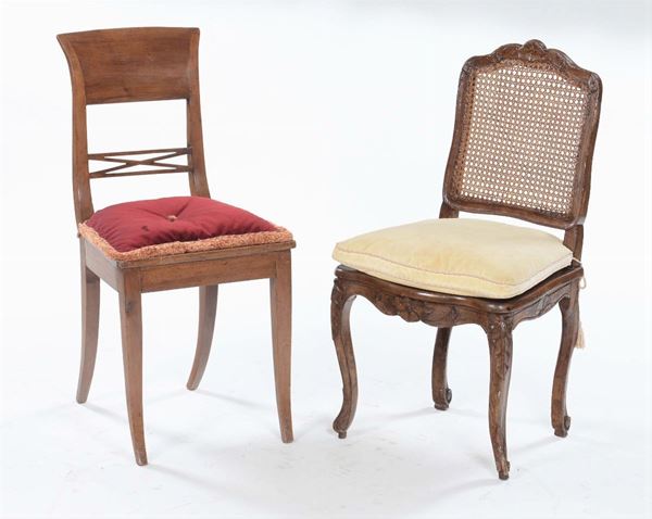 Due sedie diverse, XIX secolo