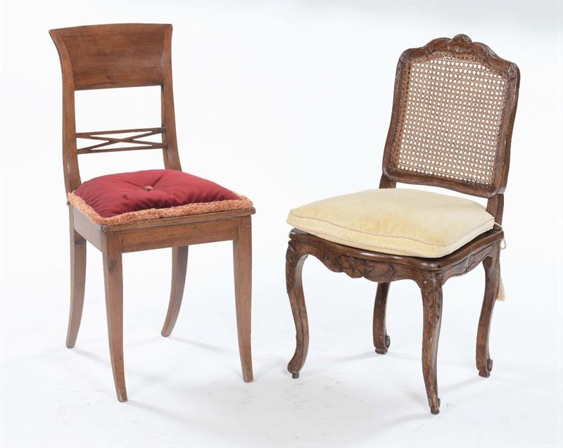 Due sedie diverse, XIX secolo  - Auction Asta a Tempo Antiquariato - Cambi Casa d'Aste