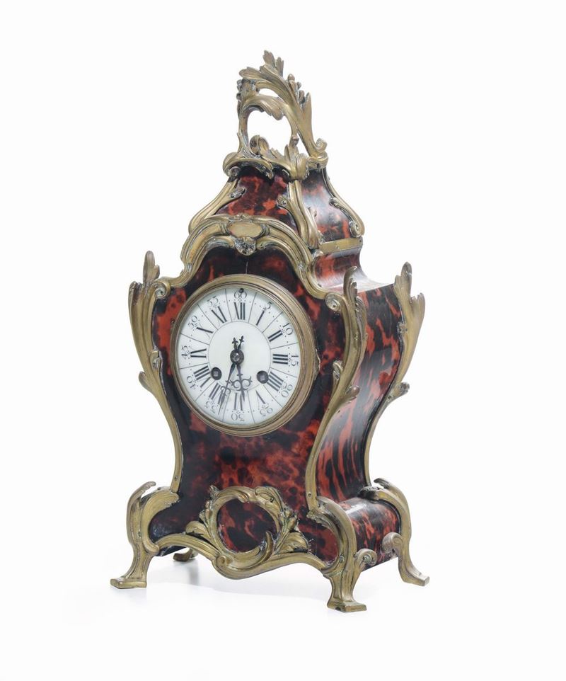 Orologio in tartaruga e bronzo dorato, Francia XIX secolo  - Auction Furnishings from the mansions of the Ercole Marelli heirs and other property - Cambi Casa d'Aste