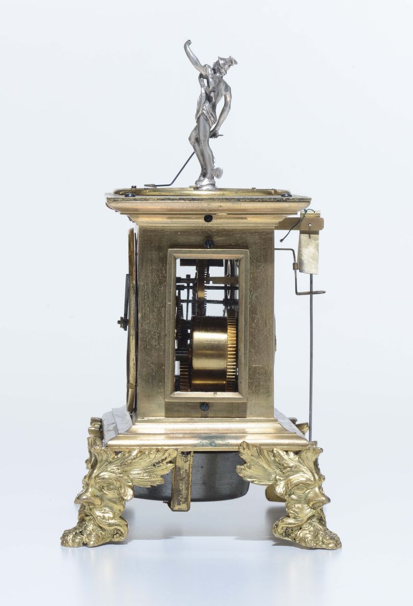 Orologio Rinascimentale con Cassa in Bronzo Dorato e Quadrante in Bronzo Argentato. Germania Iniz...