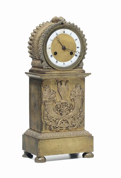 Orologio Carlo X in Bronzo Dorato, Firmato J.b. Hanset. Bruxelles, Parigi 1850 Circa