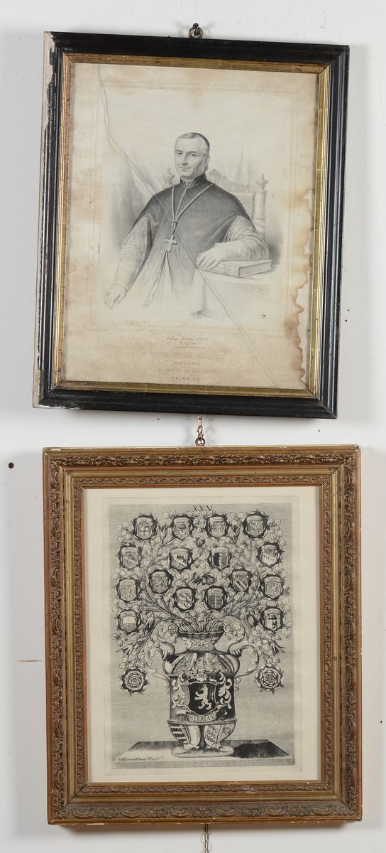 Lotto di due stampe diverse, XVIII-XIX secolo