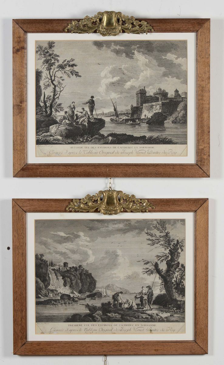 Coppia di stampe, Francia XIX secolo  - Auction Furnishings from the mansions of the Ercole Marelli heirs and other property - Cambi Casa d'Aste