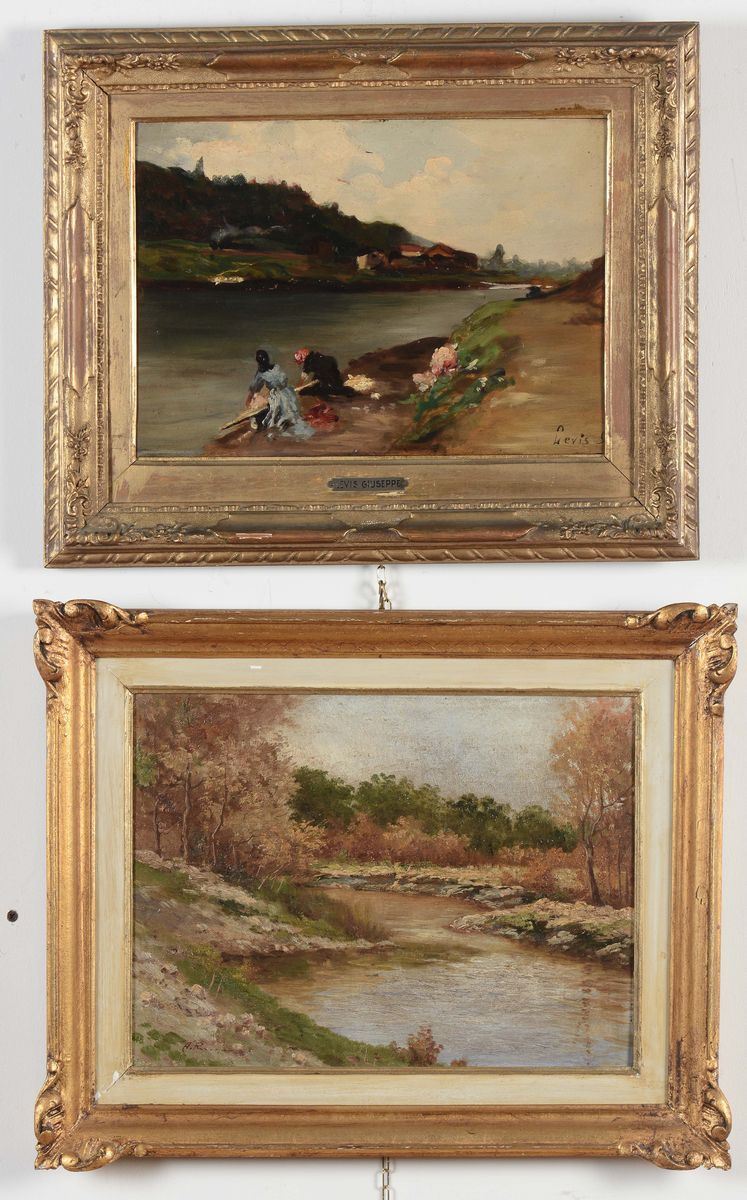 Giuseppe Levis Lavandaie al fiume  - Auction Furnishings from the mansions of the Ercole Marelli heirs and other property - Cambi Casa d'Aste