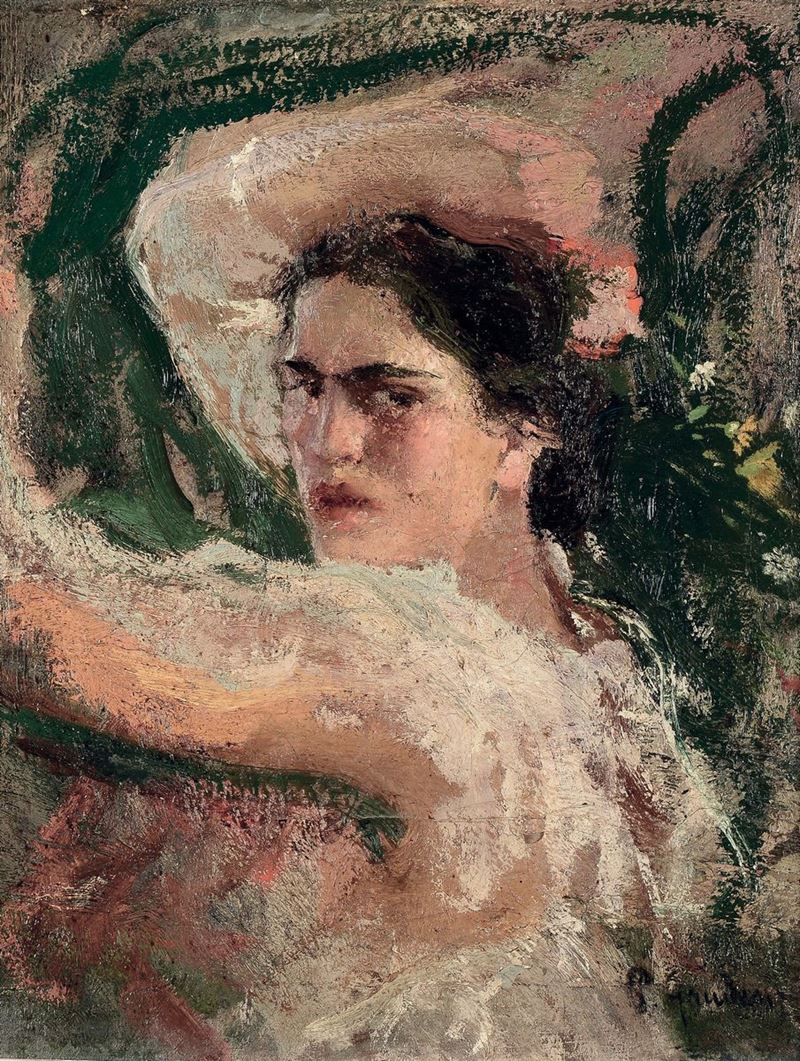 Pietro Gaudenzi (Genova 1880 - Anticoli Corrado 1955) Ritratto femminile  - Asta Dipinti del XIX e XX secolo - Cambi Casa d'Aste