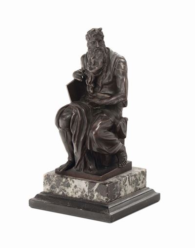 Scultura in Bronzo Brunito Raffigurante Mosè
