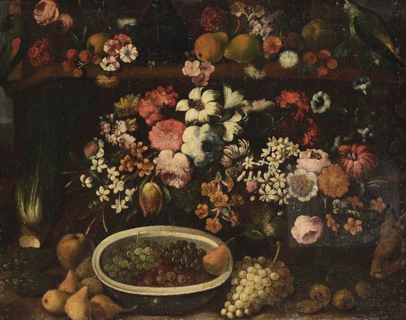 Scuola del XVIII secolo Natura morta con fiori  - Asta Dipinti Antichi - Cambi Casa d'Aste