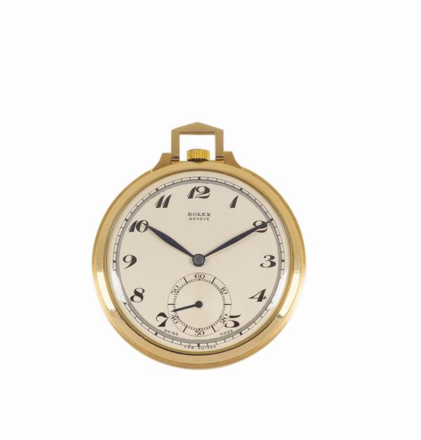 Rolex, 18K yellow gold open face pocket watch, Ref. 2795, case No. 1006408. Made in 1964.