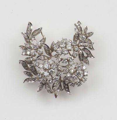 Spilla con Diamanti a Motivo Floreale